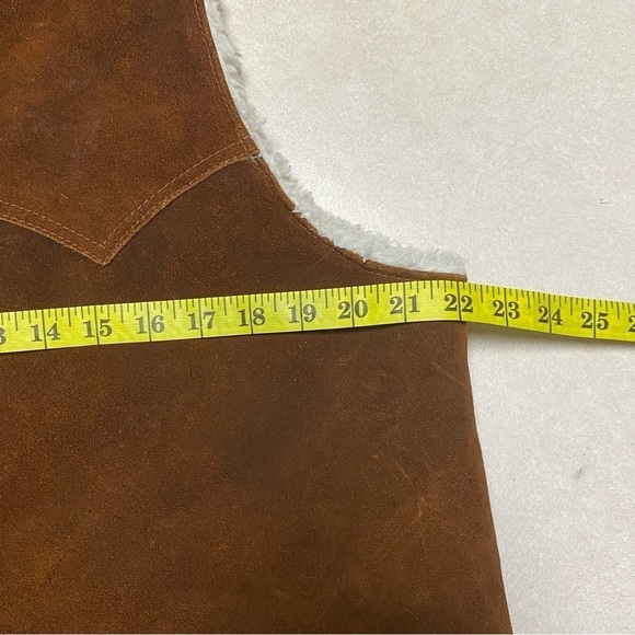 Pypsa Vest Mens size 44 Brown Suede Leather Sherpa lined Vest - Picture 14 of 14